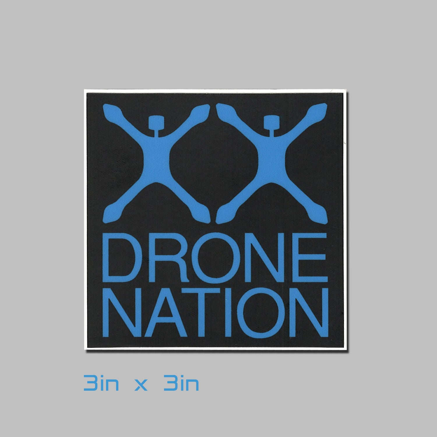 Drone Nation 3x3in Blue on Black Sticker