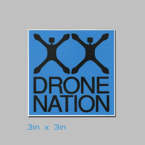 Drone Nation 3x3in Black on Blue Sticker