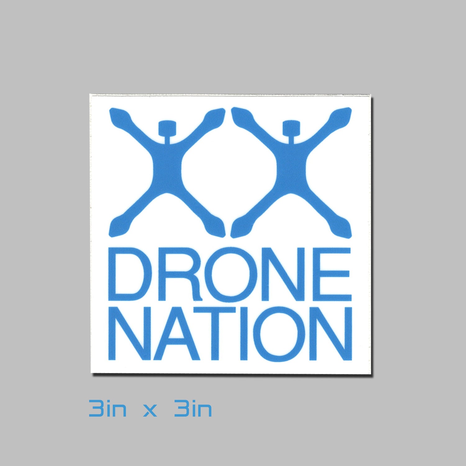Drone Nation 3x3in Blue on White Sticker