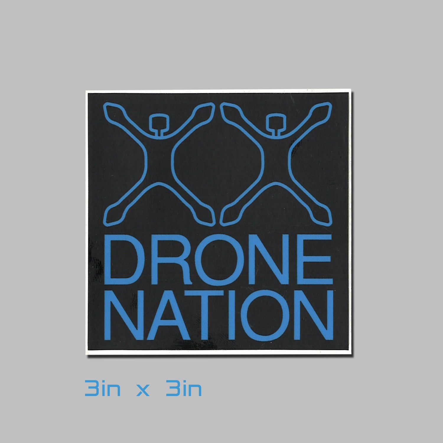 Drone Nation 3x3in Wire Blue on Black Sticker